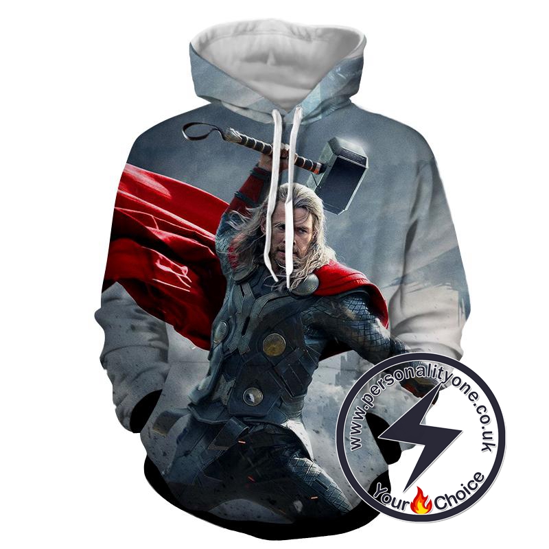 Thor Mjolnir Attack - Thor 3D - Hoodies